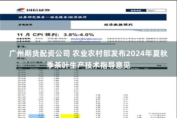 广州期货配资公司 农业农村部发布2024年夏秋季茶叶生产技术指导意见