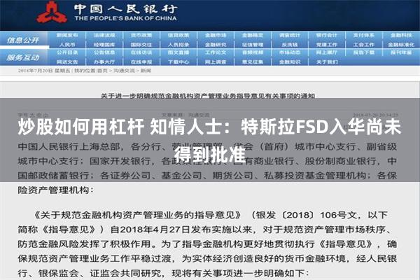 炒股如何用杠杆 知情人士：特斯拉FSD入华尚未得到批准