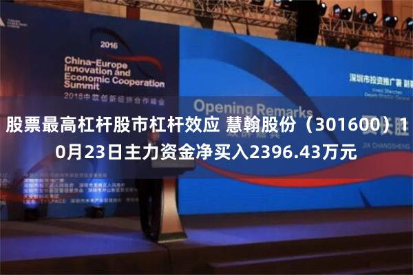 股票最高杠杆股市杠杆效应 慧翰股份（301600）10月23日主力资金净买入2396.43万元