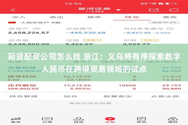 期货配资公司怎么找 浙江：义乌将有序探索数字人民币在跨境贸易领域的试点